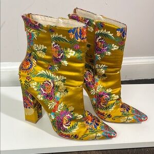 RAYE floral embroidered heel ankle boots